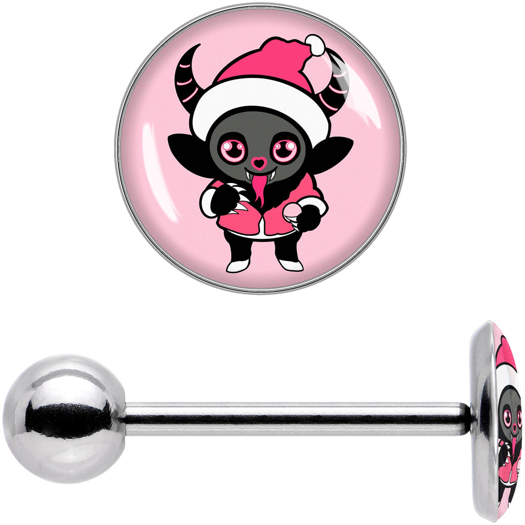 BodyCandy Krampus Cutie Holiday Barbell Tongue Ring by Onyx O — in-use photo