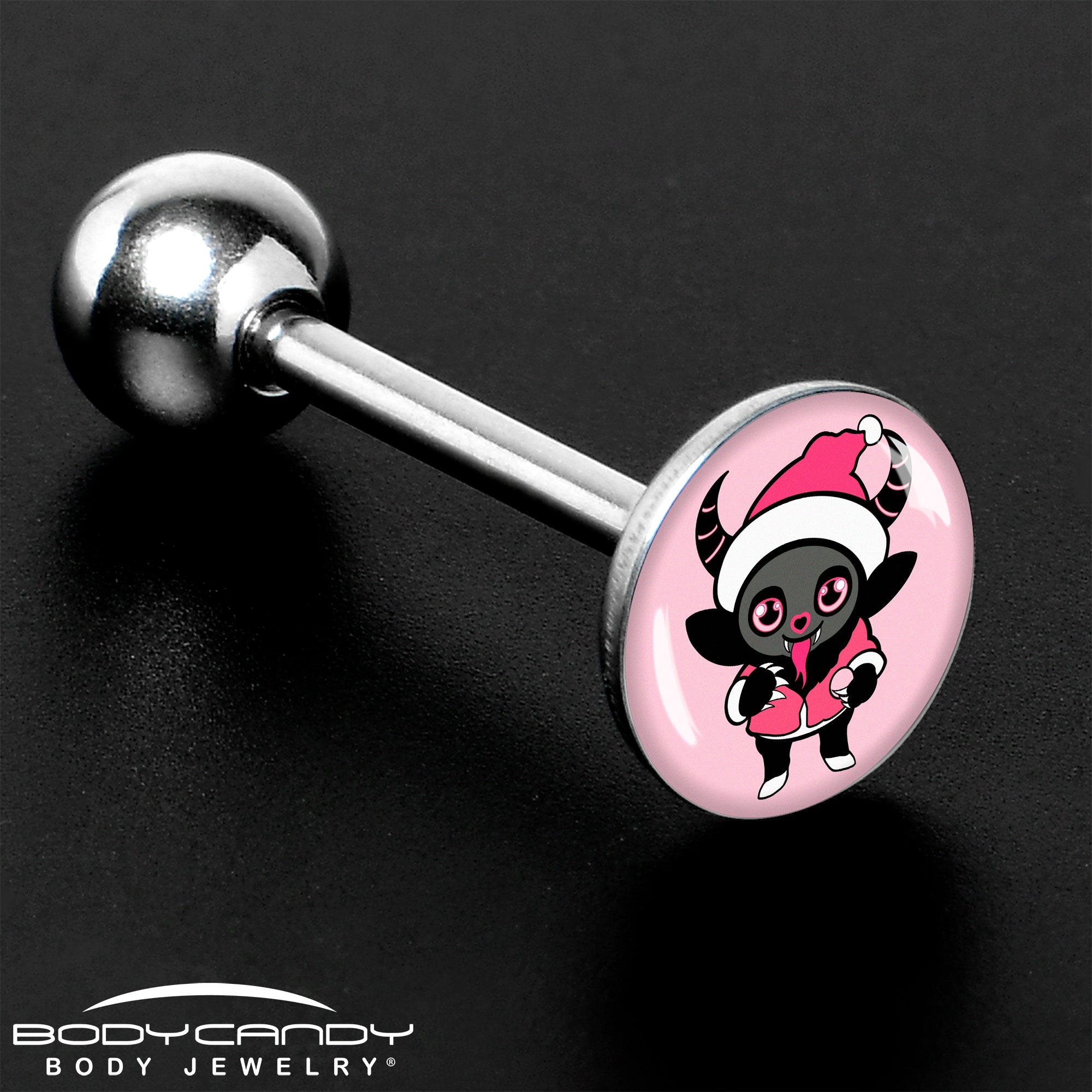 BodyCandy Krampus Cutie Holiday Barbell Tongue Ring by Onyx O — size reference