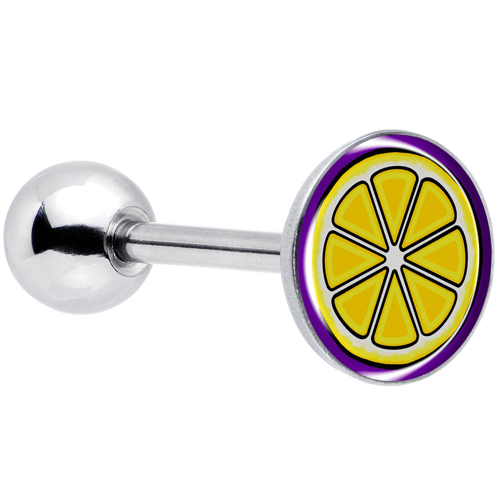 BodyCandy Yellow Slice of Lemon Barbell Tongue Ring by Onyx O — main product shot