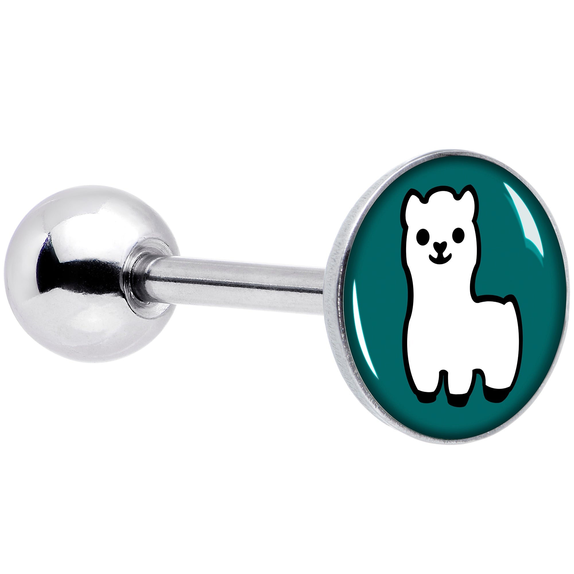 BodyCandy White Llama Barbell Tongue Ring by Onyx O — main product shot