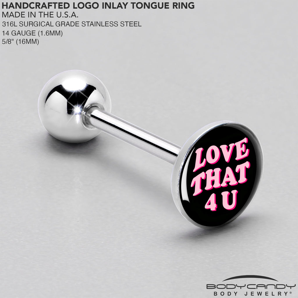 BodyCandy Love That 4 You Barbell Tongue Ring by Onyx O — side view