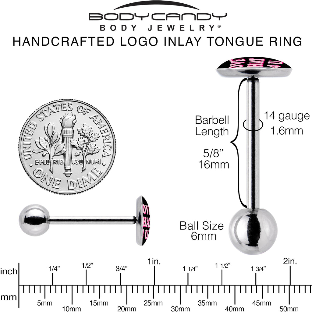 BodyCandy Love That 4 You Barbell Tongue Ring by Onyx O — back view