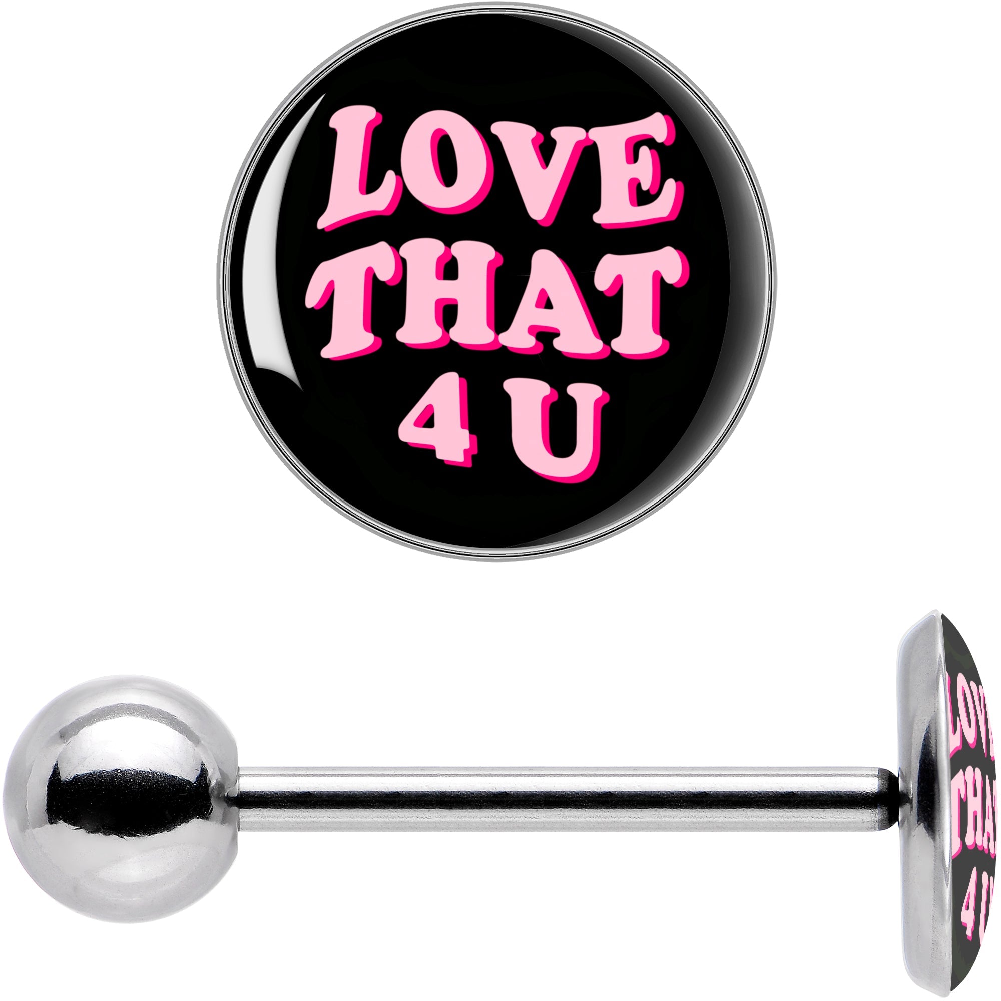 BodyCandy Love That 4 You Barbell Tongue Ring by Onyx O — in-use photo