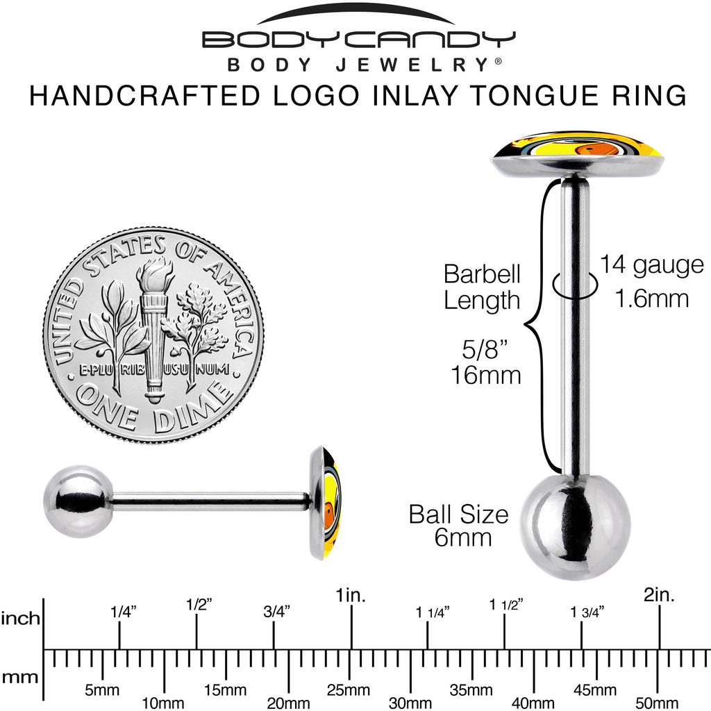 BodyCandy Magnified Yellow Duck Barbell Tongue Ring by Onyx O — back view