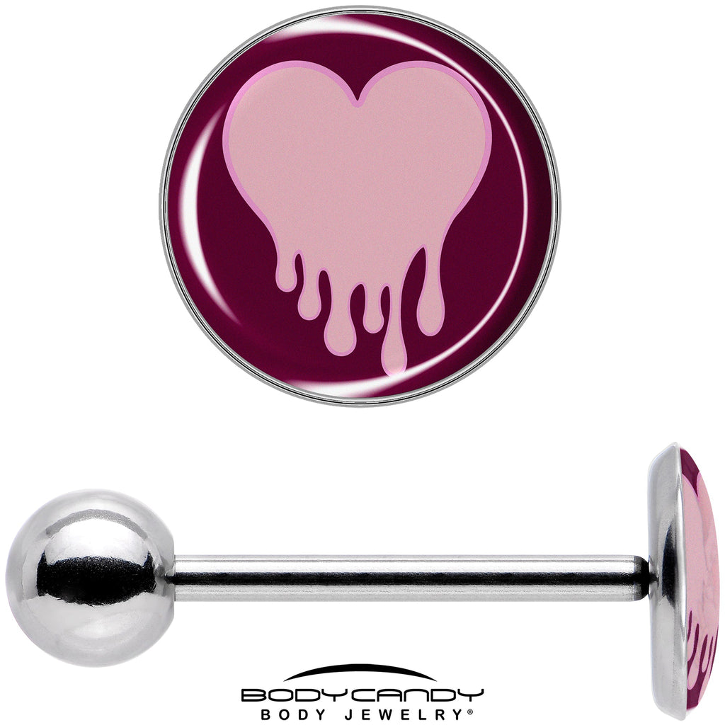 BodyCandy Pinkish Melting Heart Barbell Tongue Ring by Onyx O — in-use photo