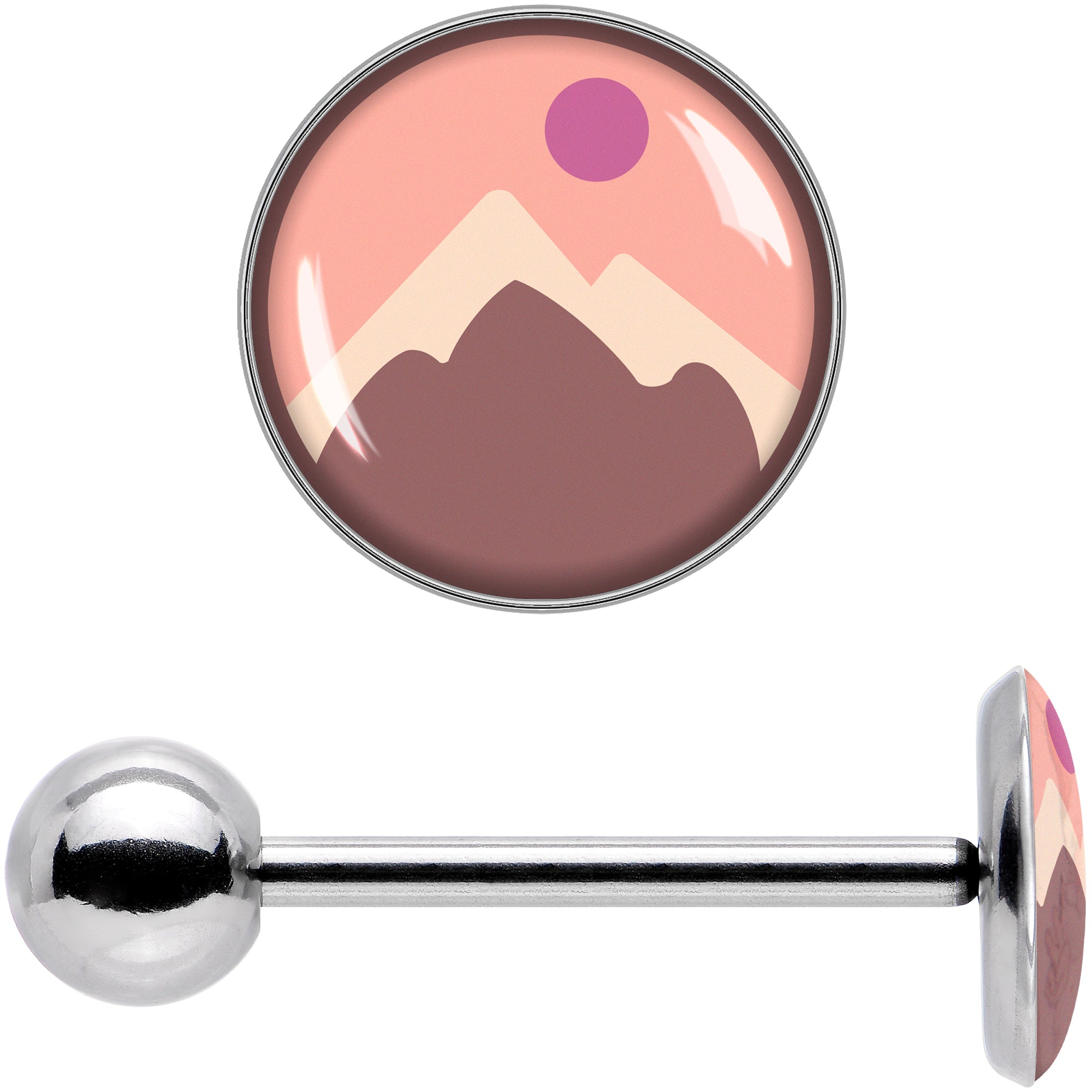 BodyCandy Mountain Sunrise Barbell Tongue Ring by Onyx O — in-use photo