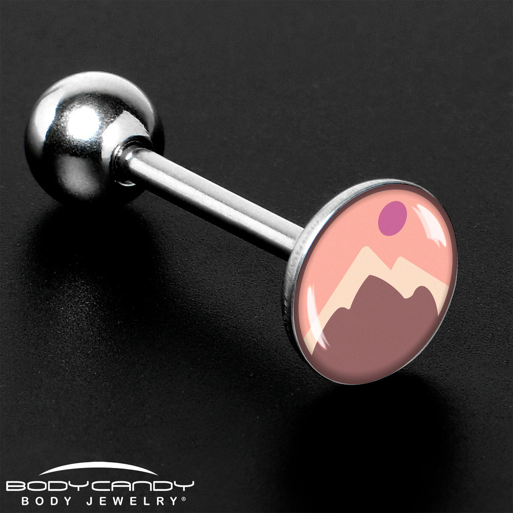 BodyCandy Mountain Sunrise Barbell Tongue Ring by Onyx O — size reference