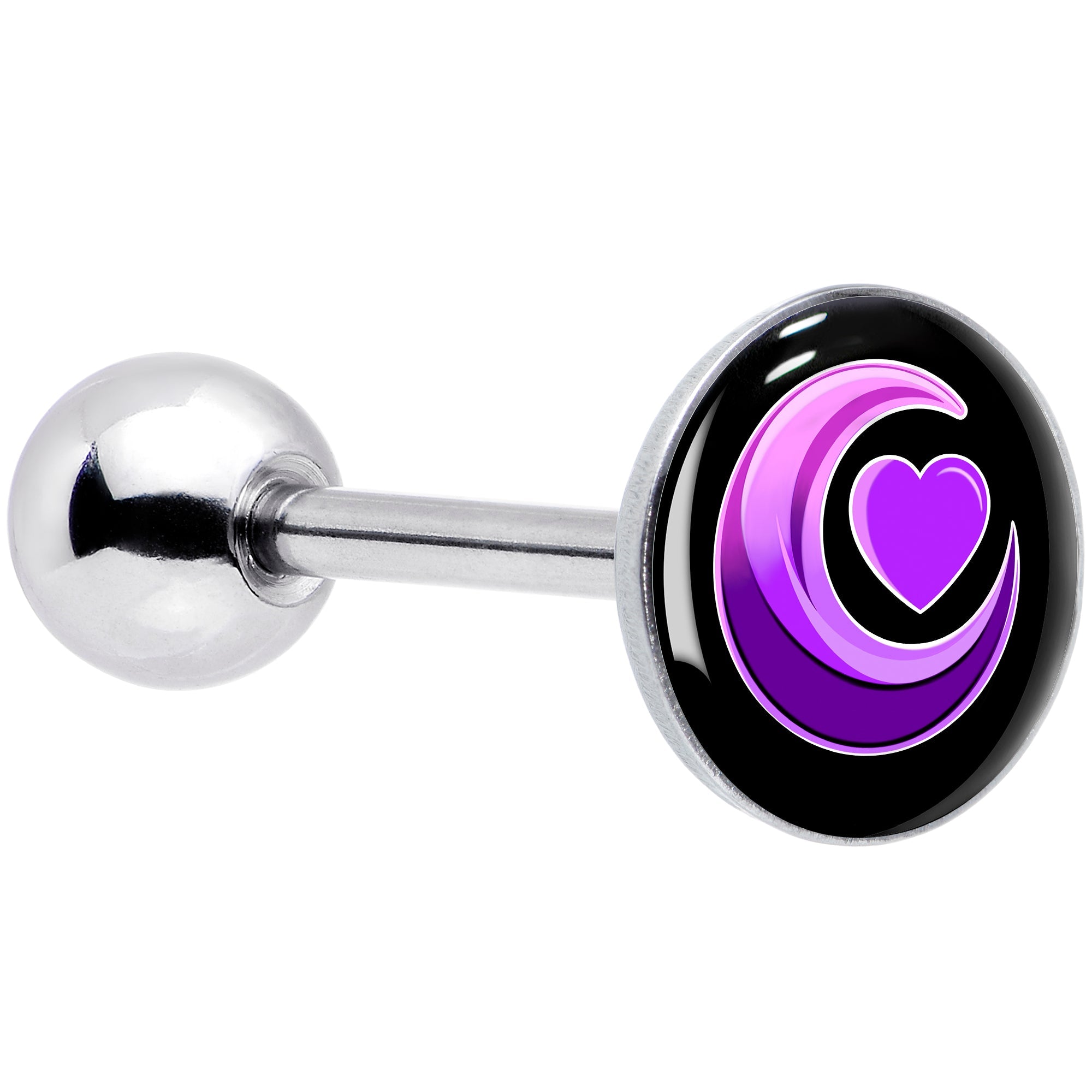 BodyCandy Crescent Moon Heart Barbell Tongue Ring by Onyx O — main product shot