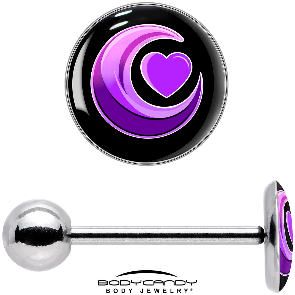 BodyCandy Crescent Moon Heart Barbell Tongue Ring by Onyx O — in-use photo