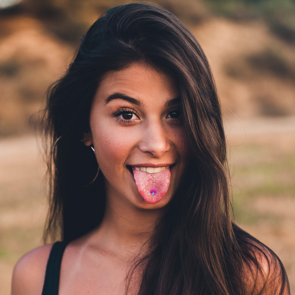 BodyCandy Funky Floral Mushroom Barbell Tongue Ring by Onyx O — side view