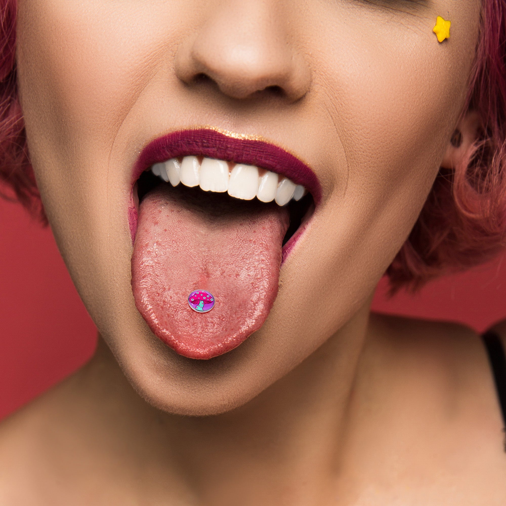 BodyCandy Funky Floral Mushroom Barbell Tongue Ring by Onyx O — alternative angle