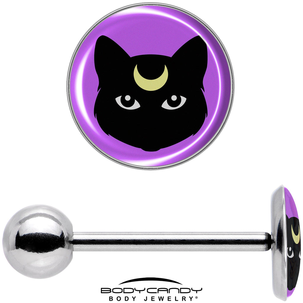 BodyCandy Black Mystic Kitty Cat Barbell Tongue Ring by Onyx O — in-use photo