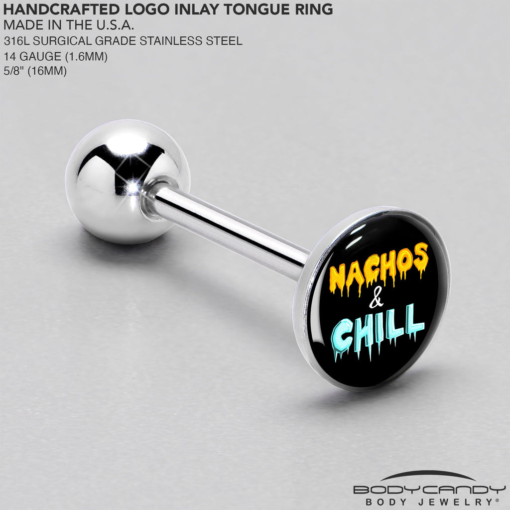 BodyCandy Nachos and Chill Barbell Tongue Ring by Onyx O — side view