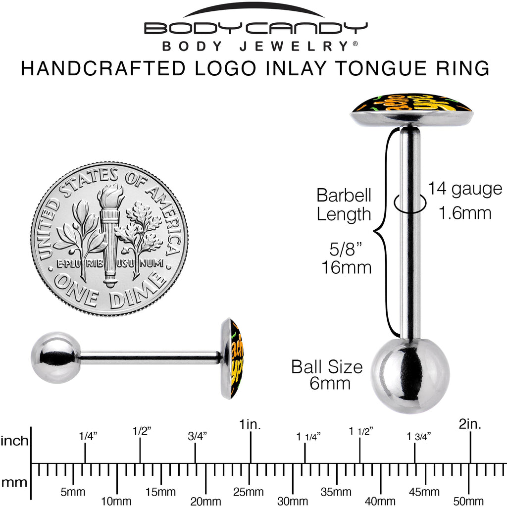 BodyCandy Nacho Type Barbell Tongue Ring by Onyx O — back view