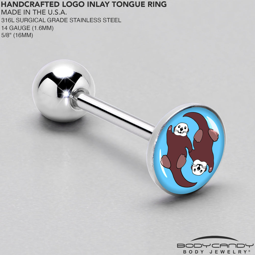 BodyCandy Oh My Otters Animal Barbell Tongue Ring by Onyx O — side view