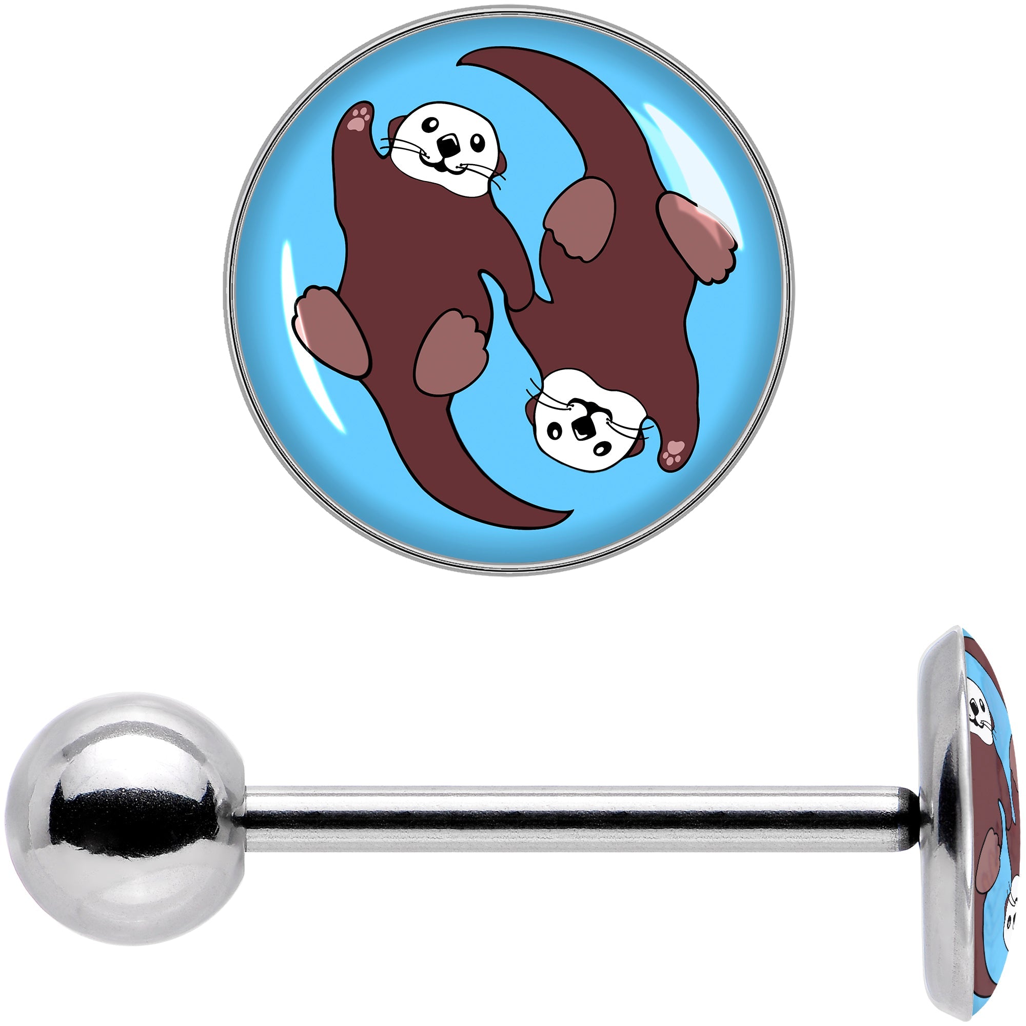 BodyCandy Oh My Otters Animal Barbell Tongue Ring by Onyx O — in-use photo