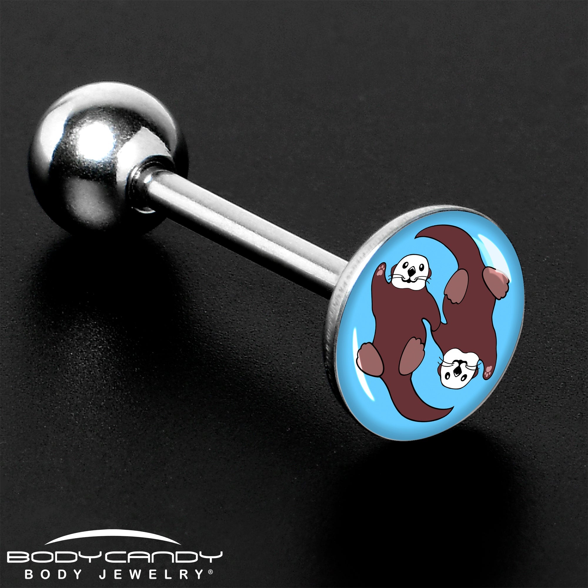 BodyCandy Oh My Otters Animal Barbell Tongue Ring by Onyx O — size reference