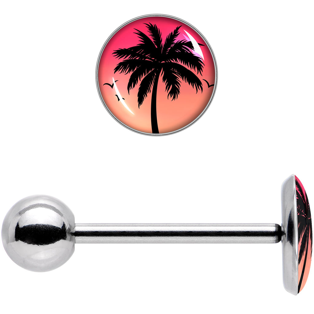 BodyCandy Red Sunset Palm Tree Barbell Tongue Ring by Onyx O — size reference