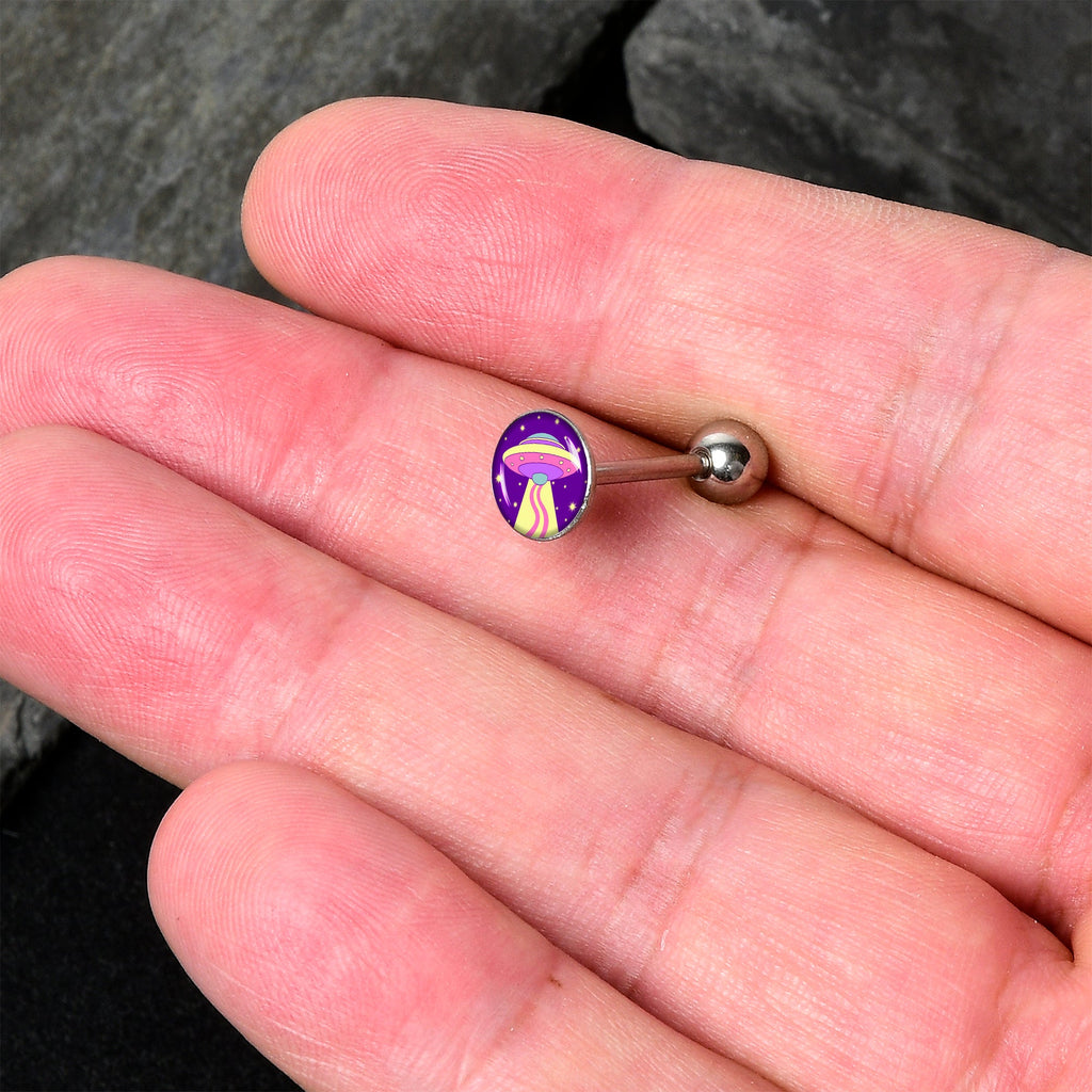 BodyCandy Style Space Invasion Barbell Tongue Ring by Onyx O — detail close-up