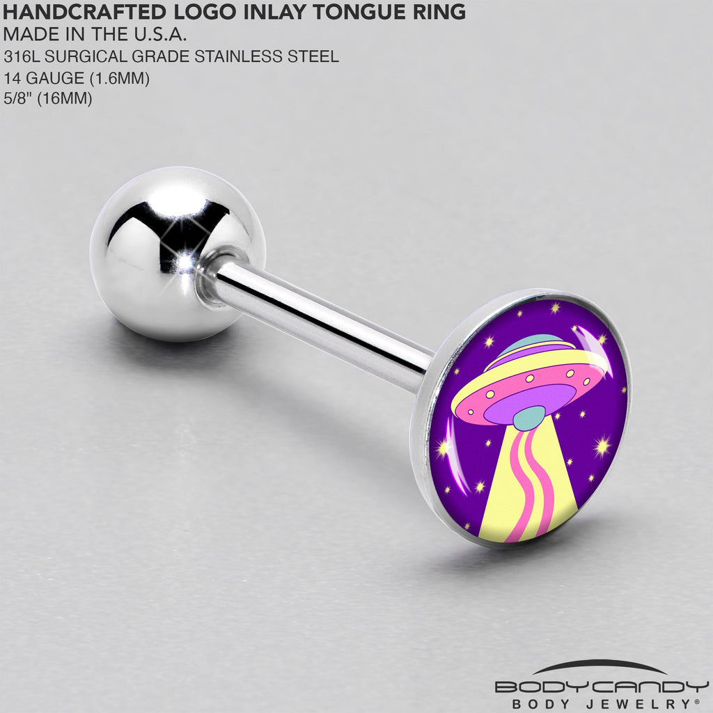 BodyCandy Style Space Invasion Barbell Tongue Ring by Onyx O — side view