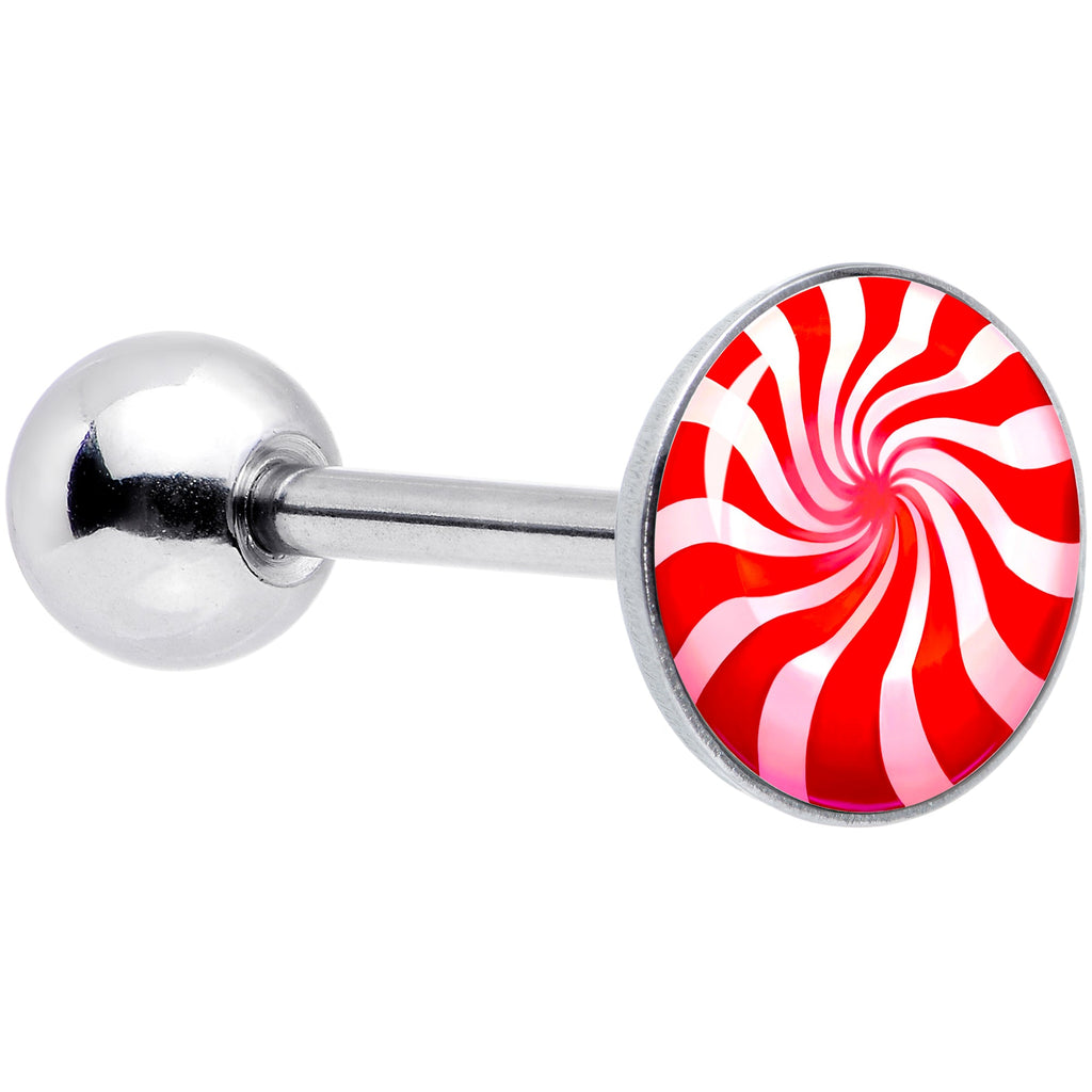 BodyCandy Holiday Peppermint Candy Barbell Tongue Ring — main product shot