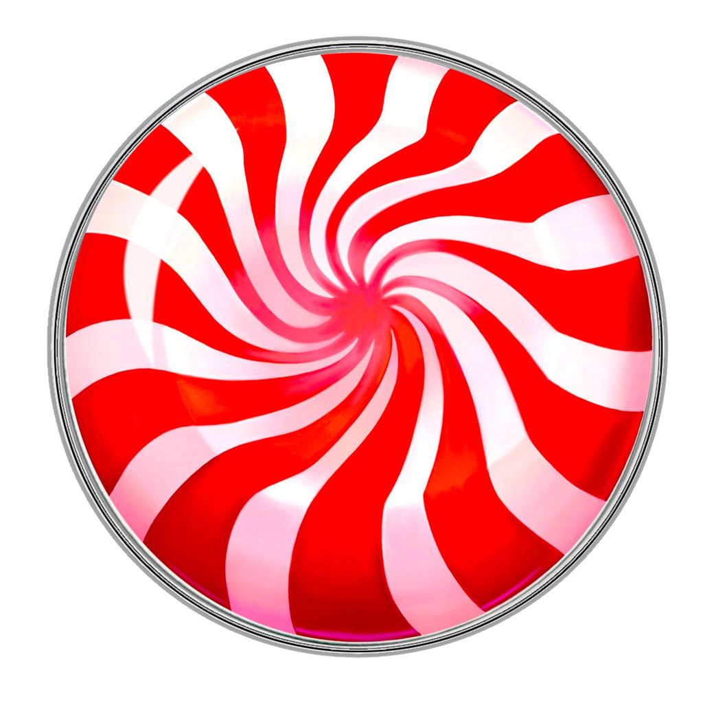 BodyCandy Holiday Peppermint Candy Barbell Tongue Ring — detail close-up