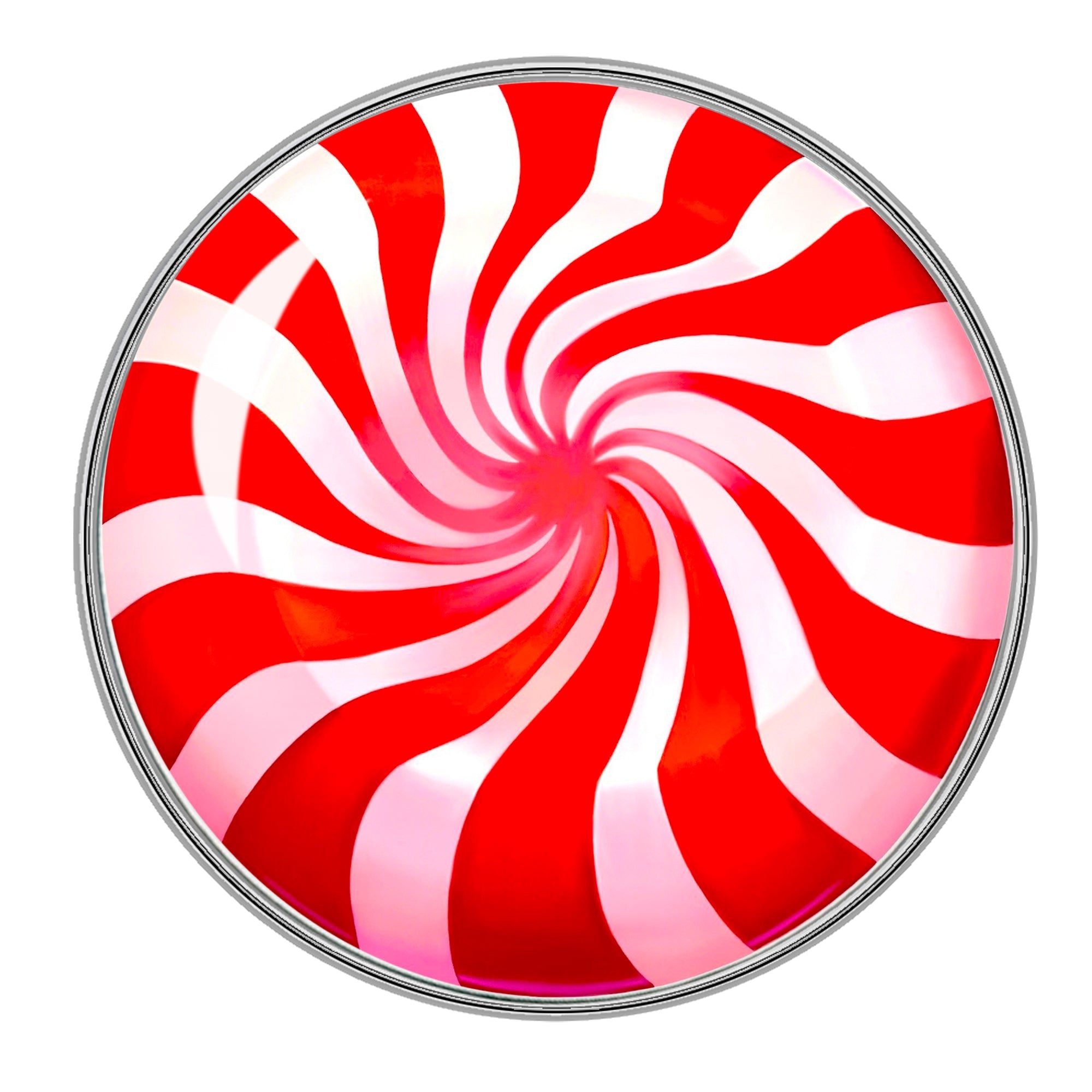 BodyCandy Holiday Peppermint Candy Barbell Tongue Ring — detail close-up