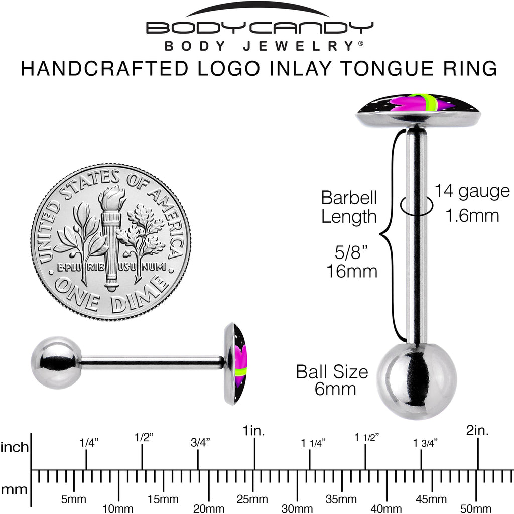 BodyCandy Heart Planet Barbell Tongue Ring by Onyx O — back view