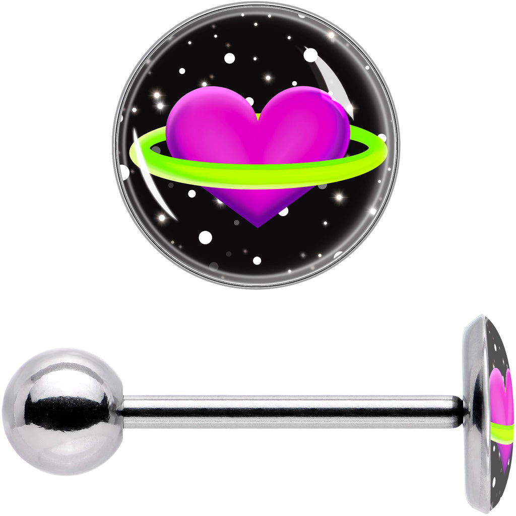 BodyCandy Heart Planet Barbell Tongue Ring by Onyx O — in-use photo