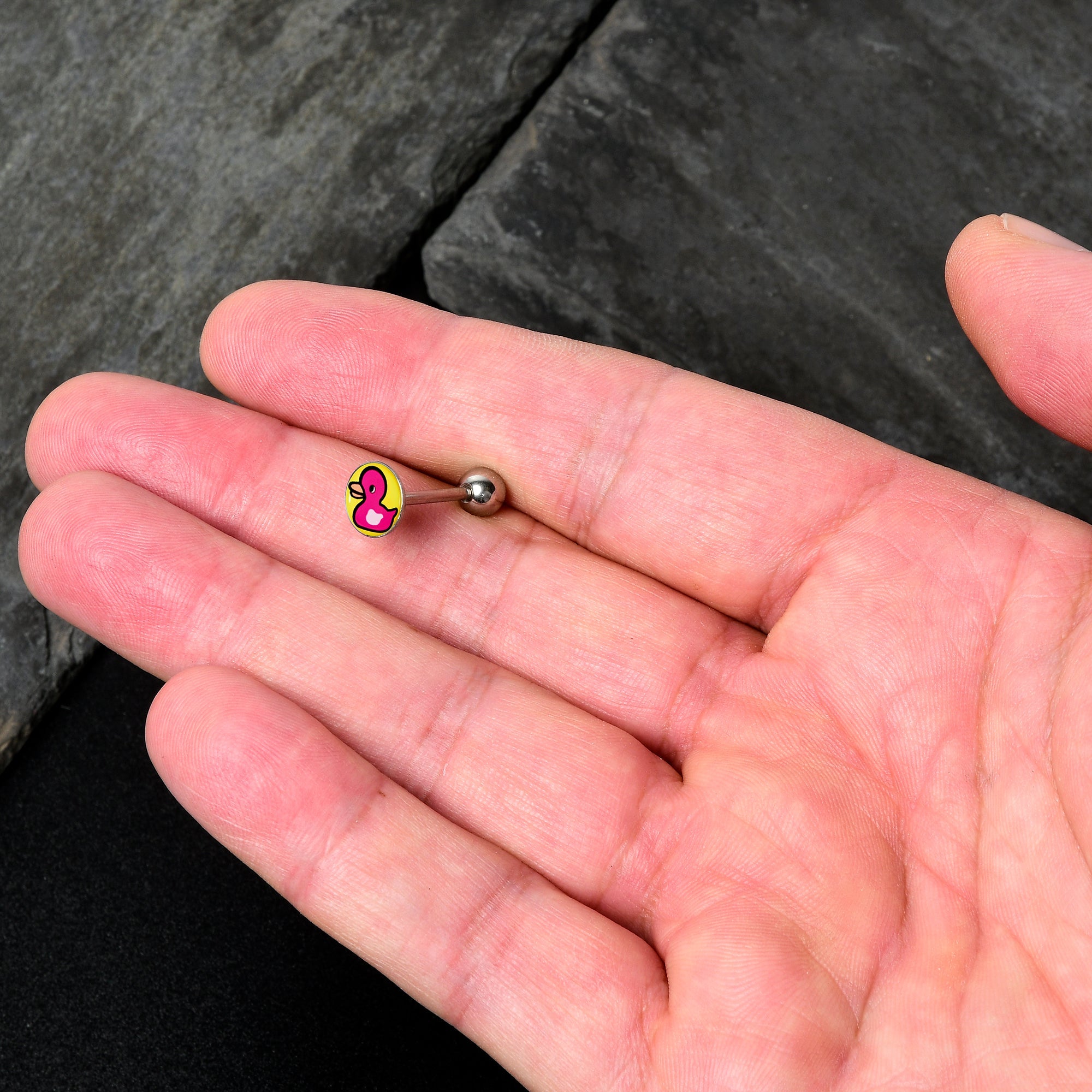 BodyCandy Pink Ducky Barbell Tongue Ring by Onyx O — lifestyle context