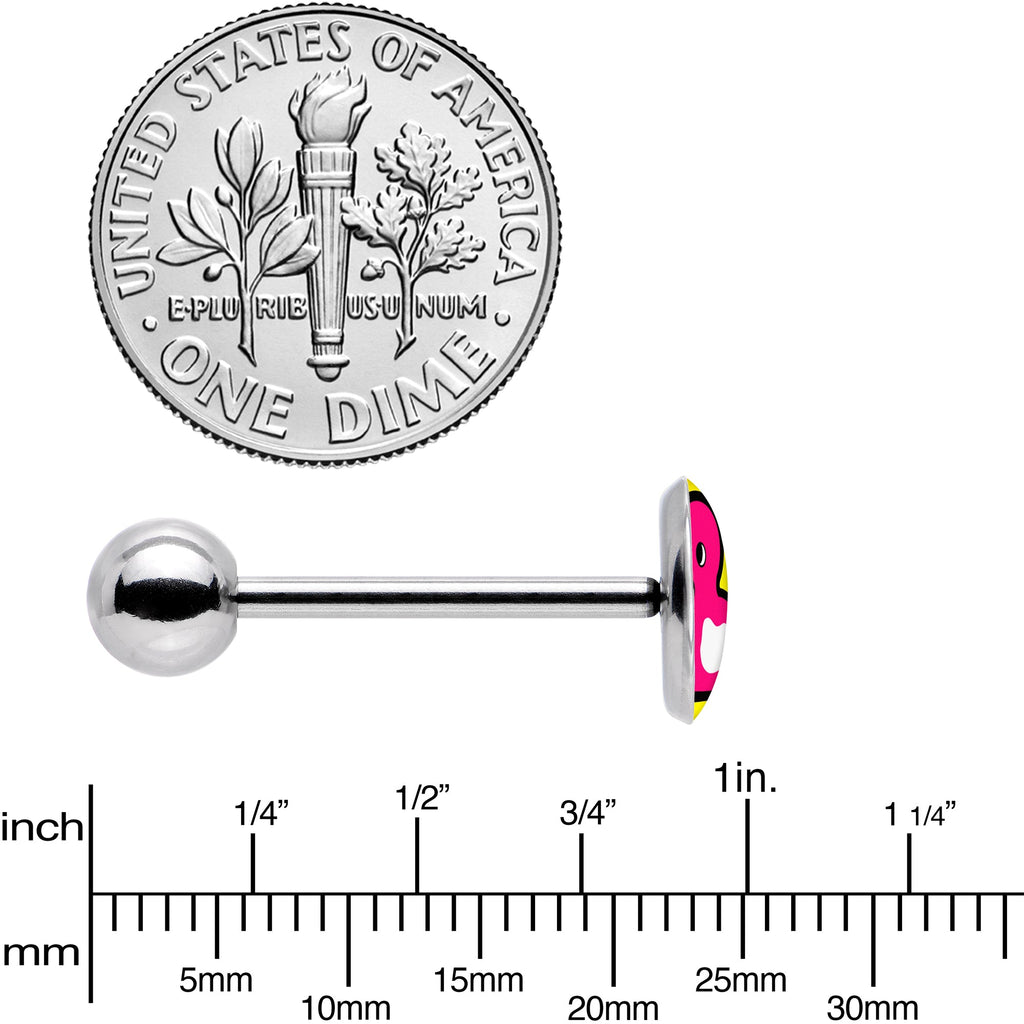 BodyCandy Pink Ducky Barbell Tongue Ring by Onyx O — back view