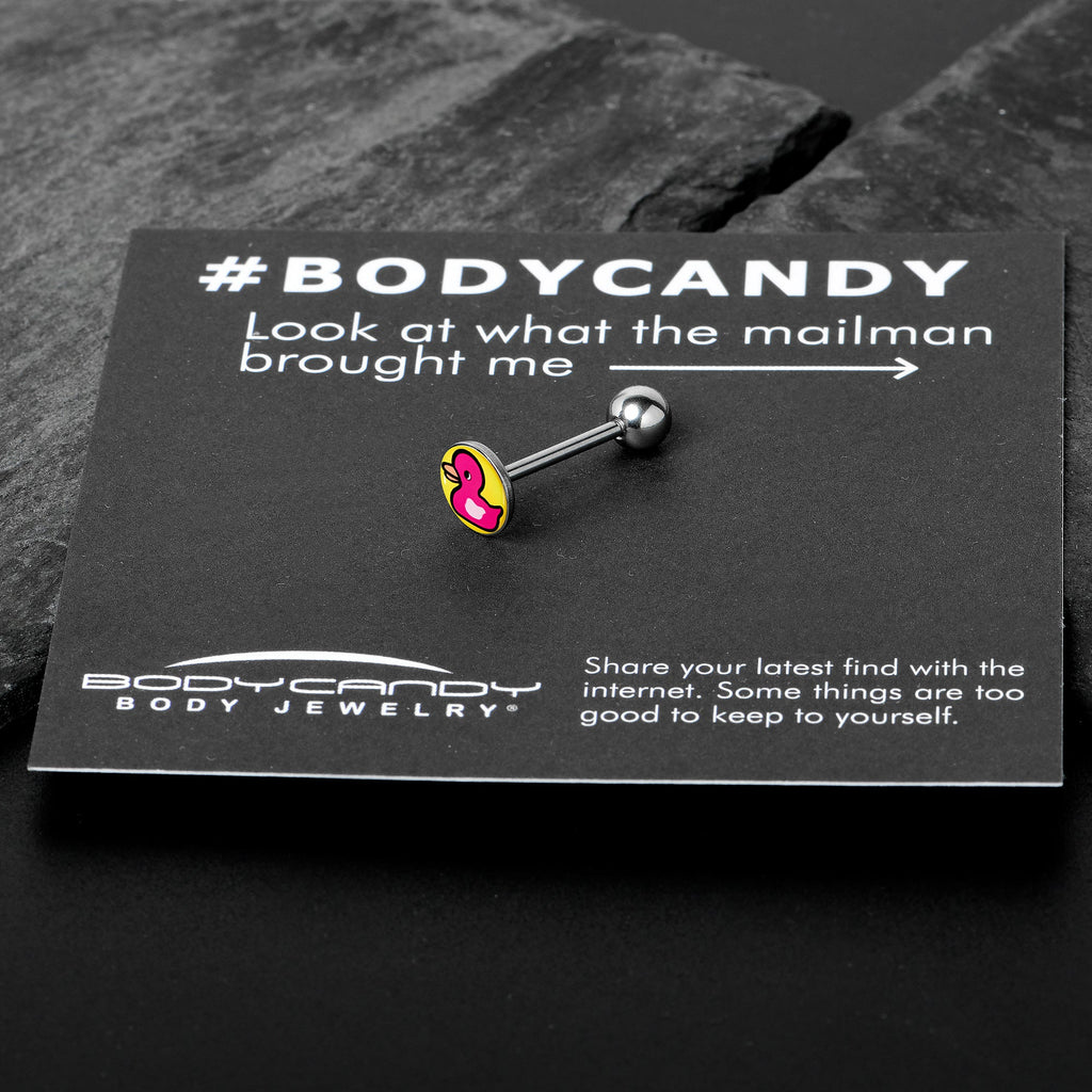 BodyCandy Pink Ducky Barbell Tongue Ring by Onyx O — in-use photo