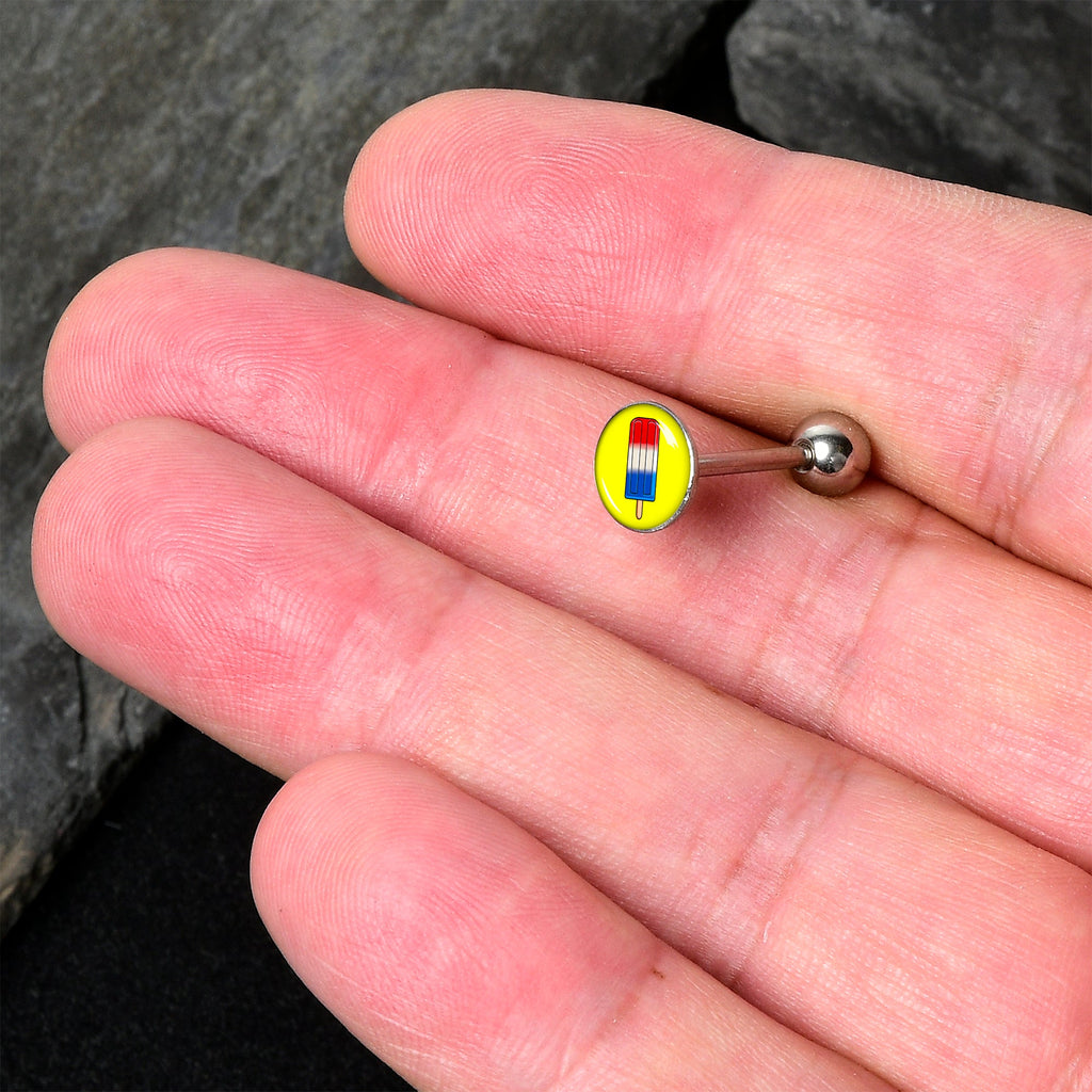 BodyCandy Popsicle Barbell Tongue Ring by Onyx O — detail close-up