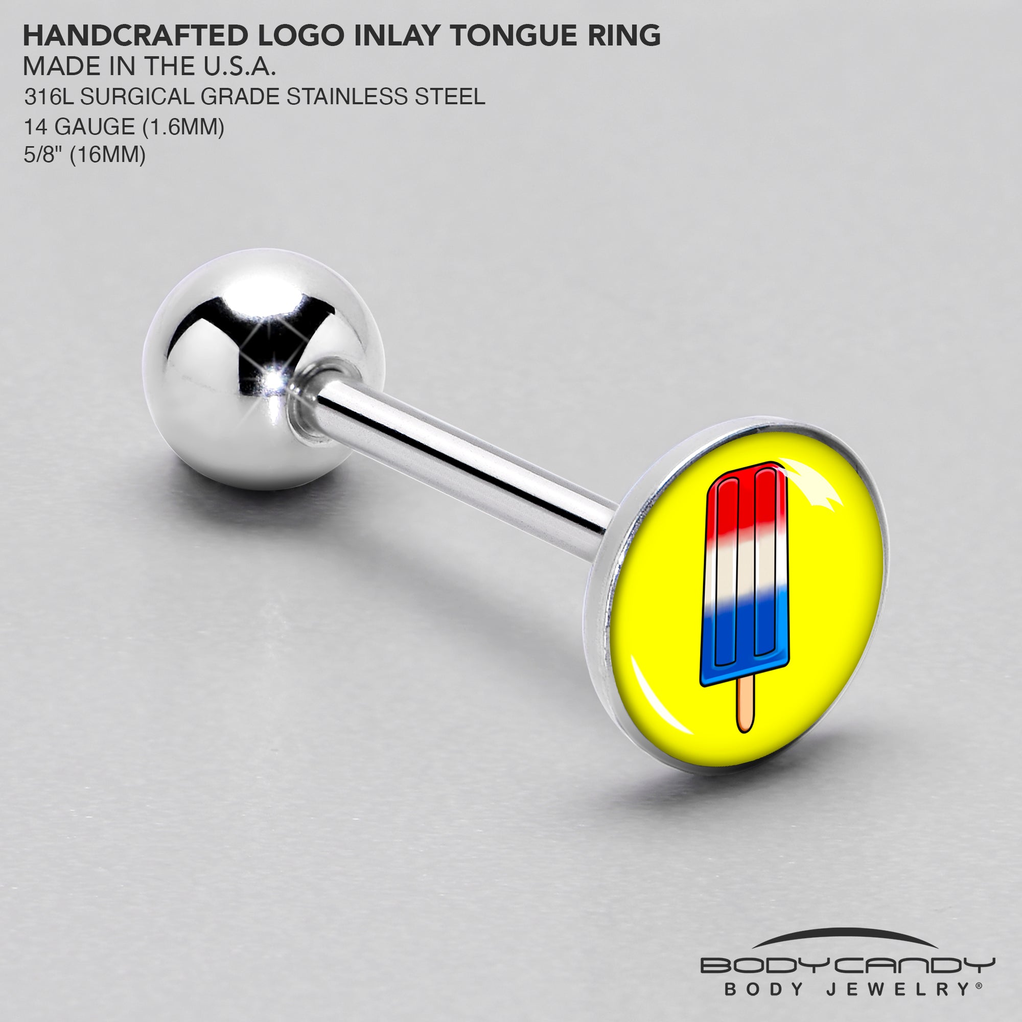 BodyCandy Popsicle Barbell Tongue Ring by Onyx O — side view