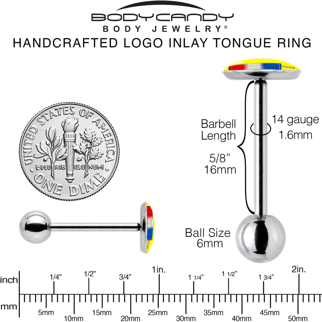 BodyCandy Popsicle Barbell Tongue Ring by Onyx O — back view