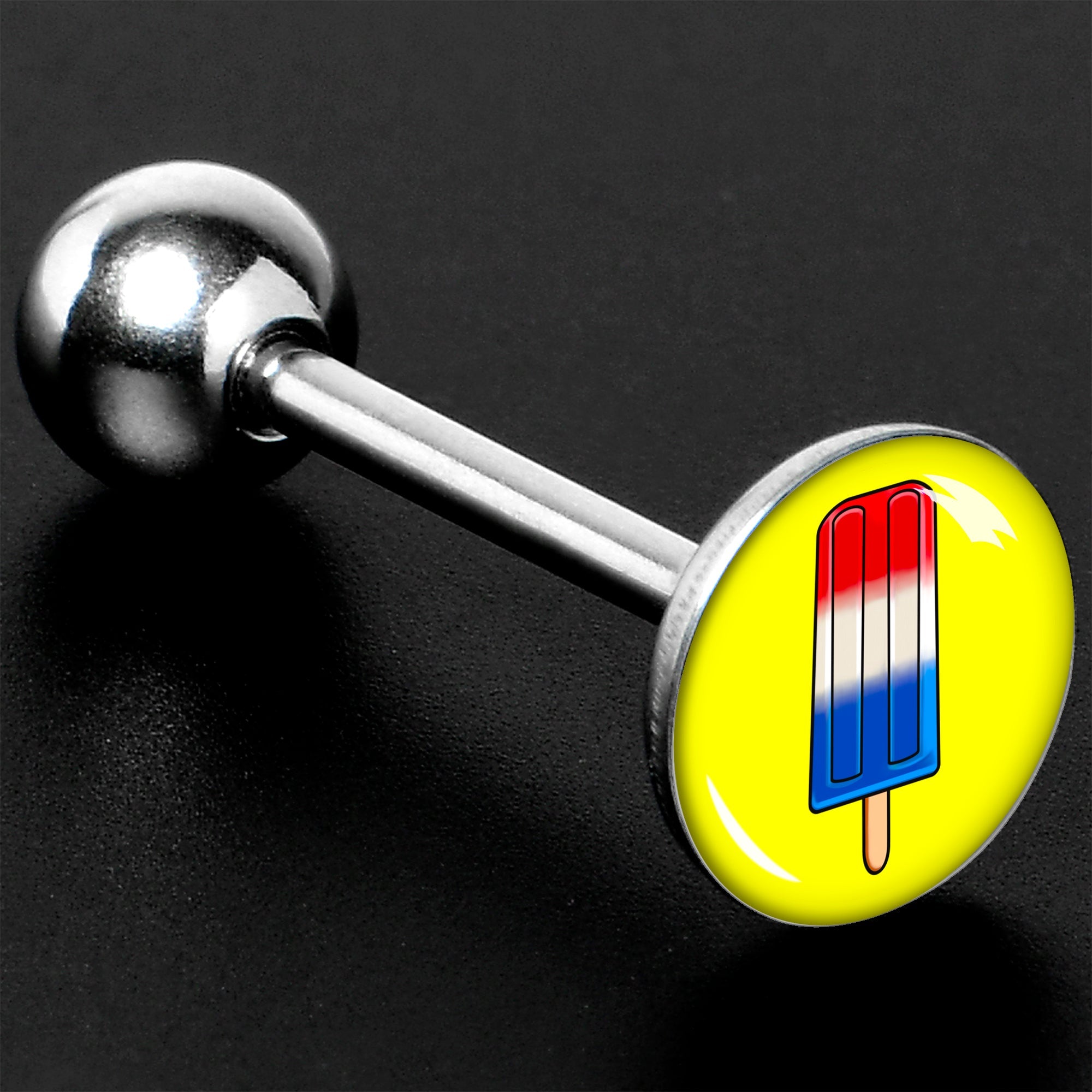 BodyCandy Popsicle Barbell Tongue Ring by Onyx O — size reference