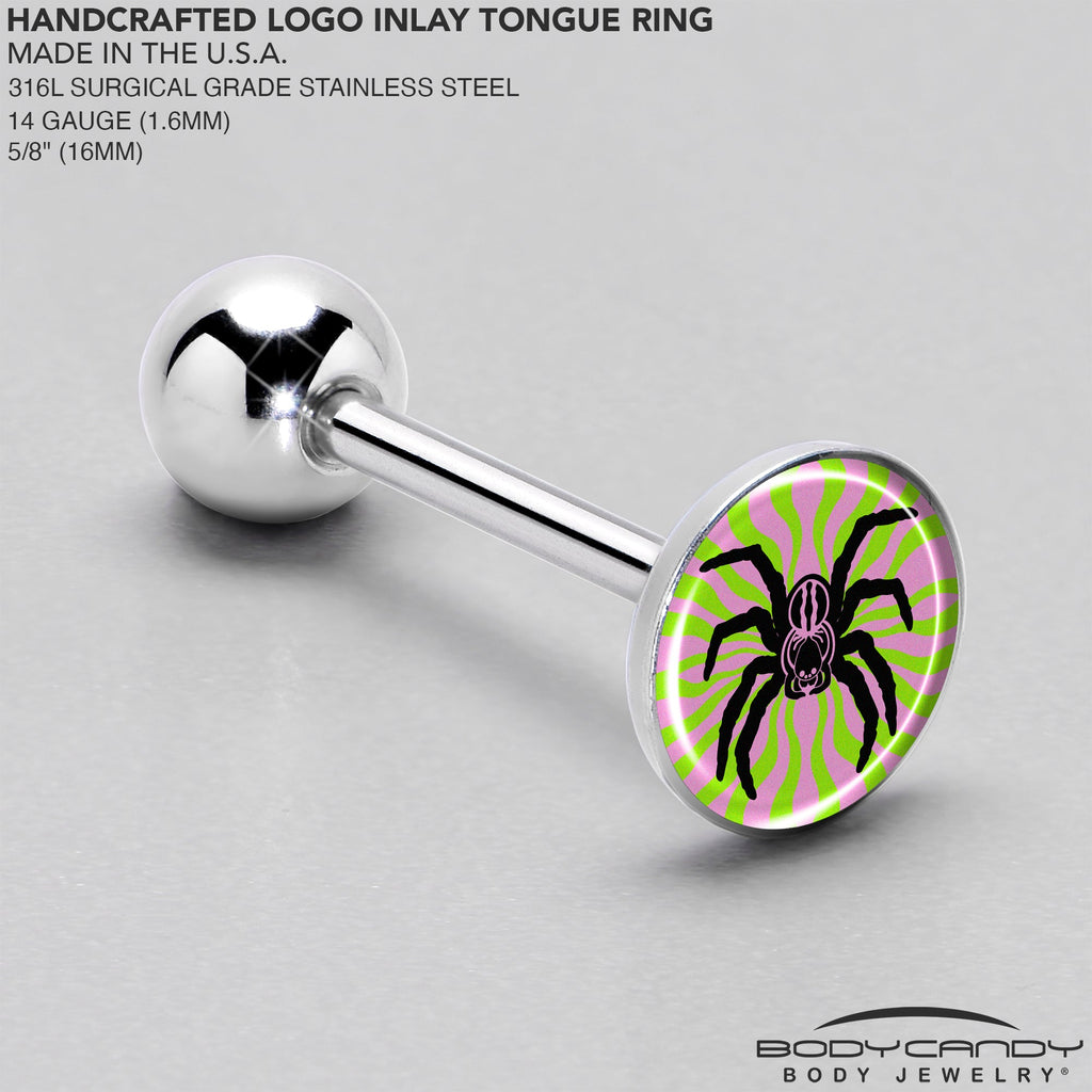 BodyCandy Psychedelic Spider Barbell Tongue Ring by Onyx O — side view