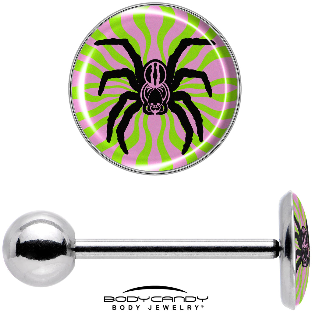 BodyCandy Psychedelic Spider Barbell Tongue Ring by Onyx O — in-use photo