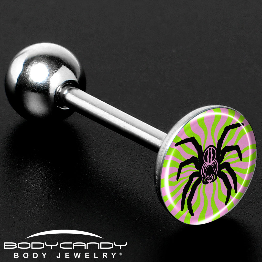 BodyCandy Psychedelic Spider Barbell Tongue Ring by Onyx O — size reference