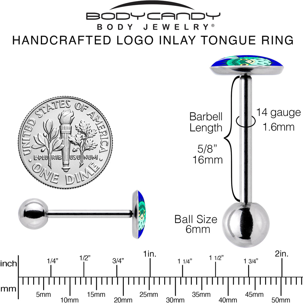 BodyCandy Pufferfish Barbell Tongue Ring by Onyx O — back view