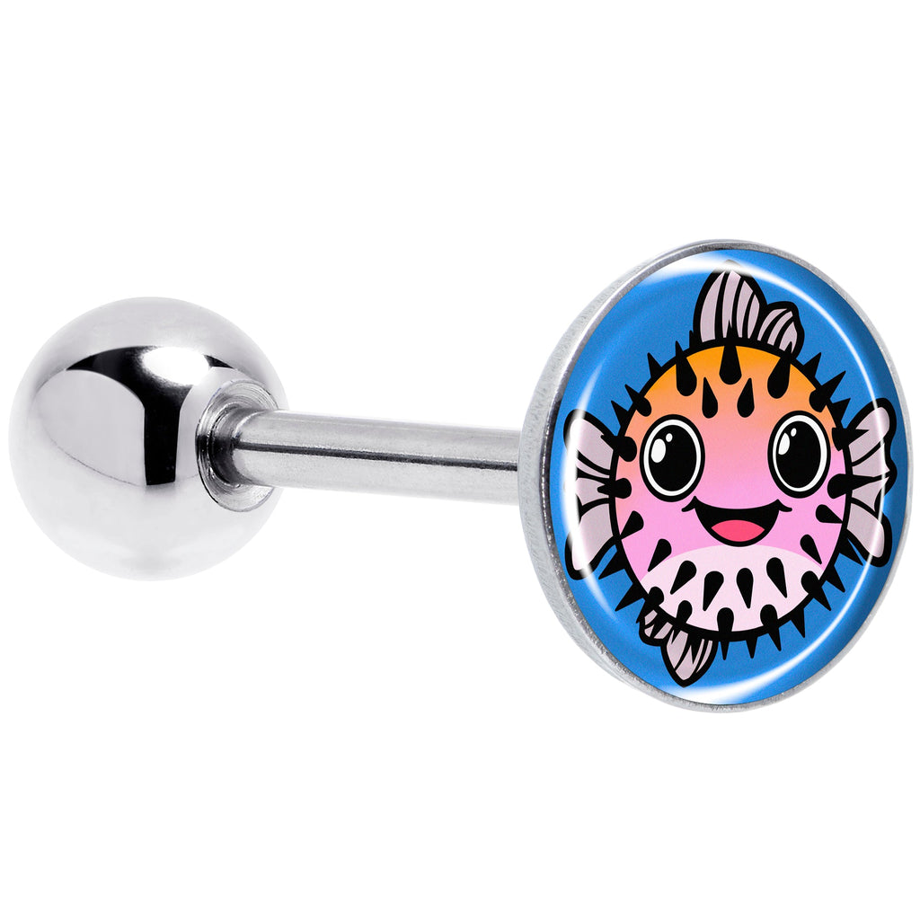 BodyCandy Swimming Pink Pufferfish Barbell Tongue Ring by Onyx O — main product shot