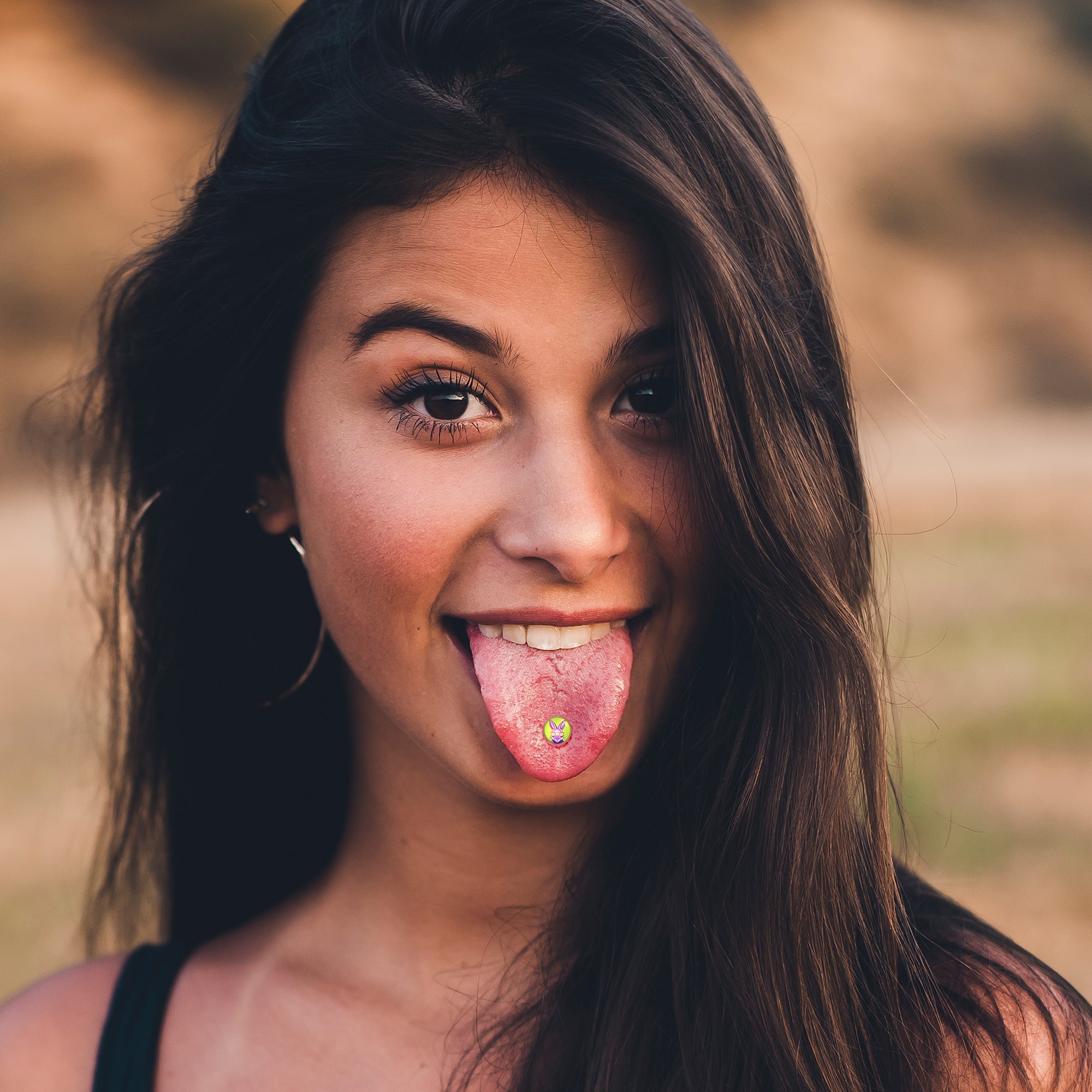 BodyCandy Cool Shades Bunny Barbell Tongue Ring by Onyx O — lifestyle context