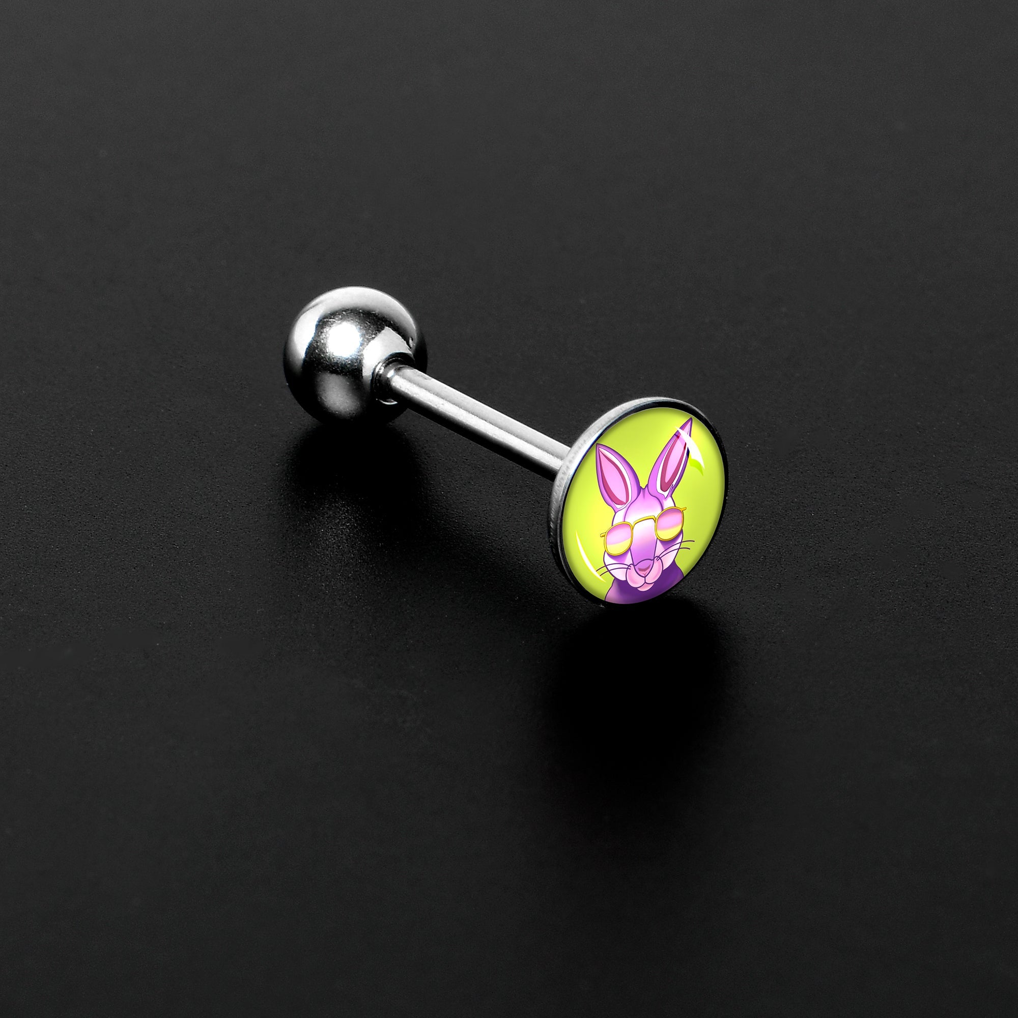 BodyCandy Cool Shades Bunny Barbell Tongue Ring by Onyx O — side view
