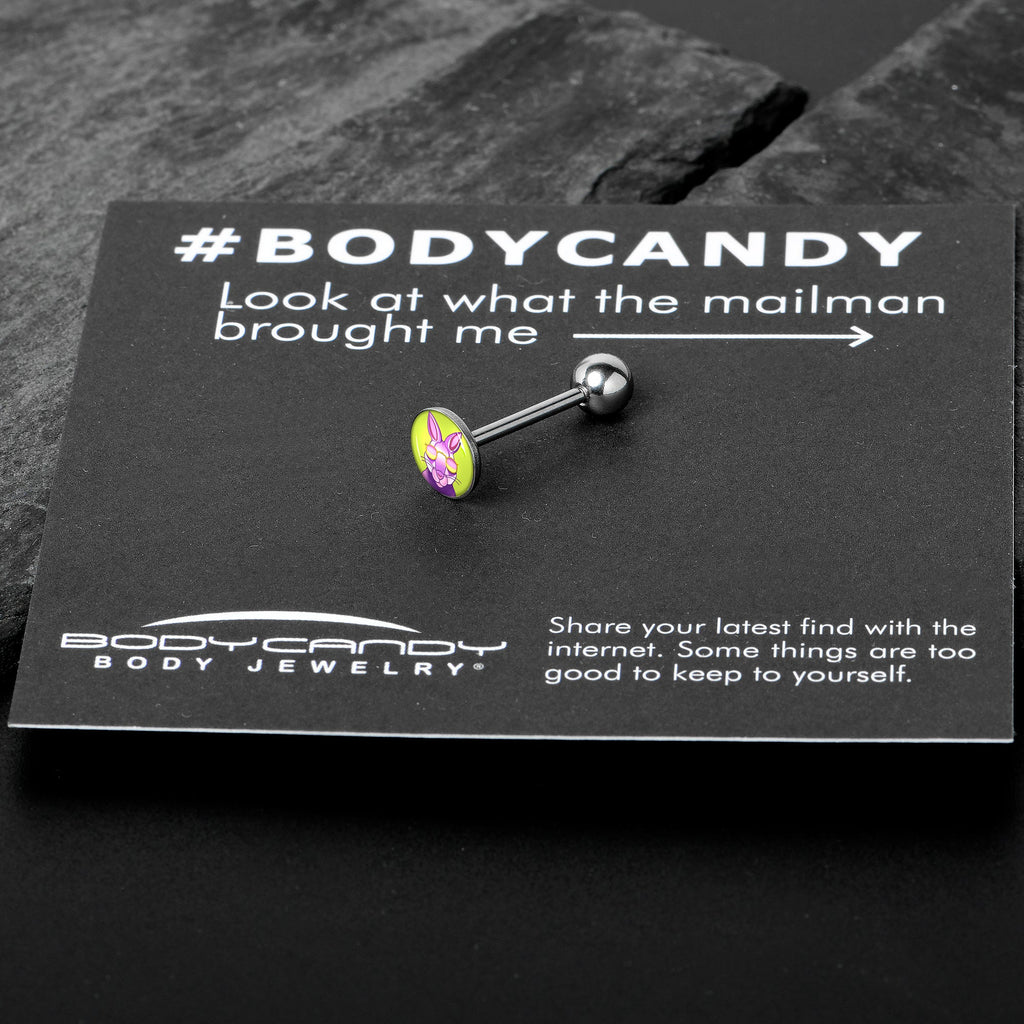 BodyCandy Cool Shades Bunny Barbell Tongue Ring by Onyx O — in-use photo