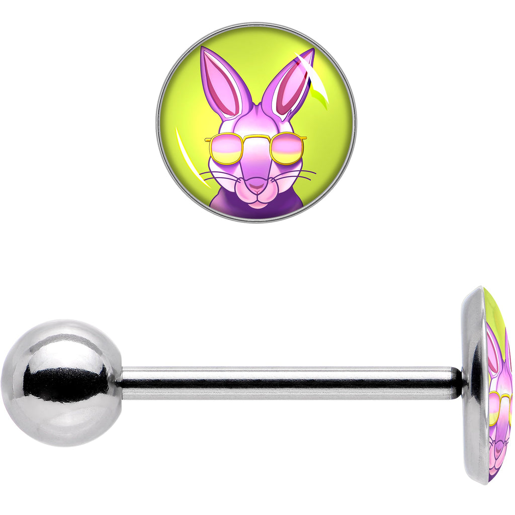 BodyCandy Cool Shades Bunny Barbell Tongue Ring by Onyx O — size reference