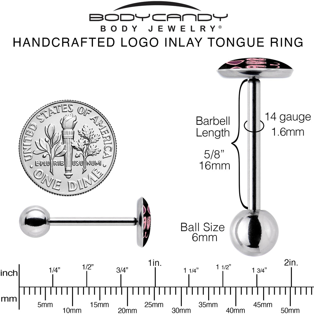 BodyCandy RAWR Kittly Cat Barbell Tongue Ring by Onyx O — back view
