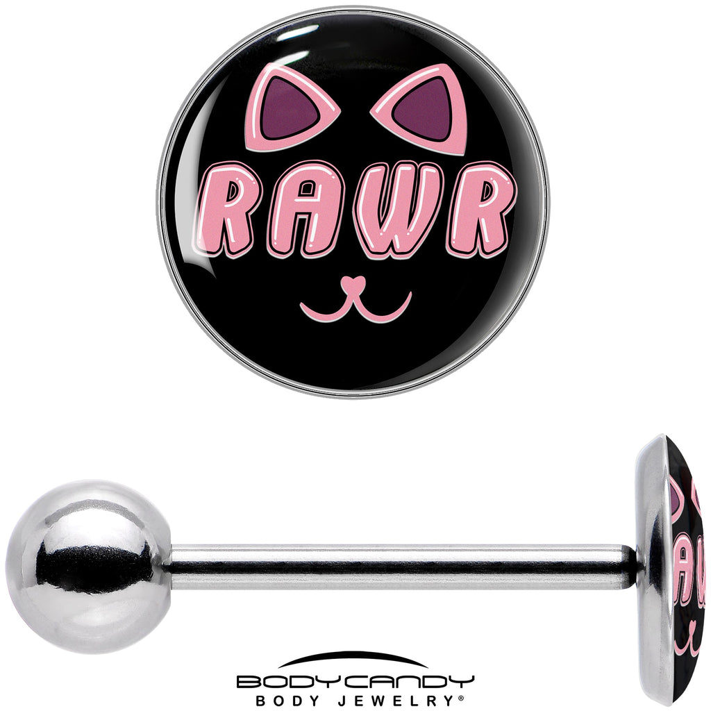 BodyCandy RAWR Kittly Cat Barbell Tongue Ring by Onyx O — in-use photo