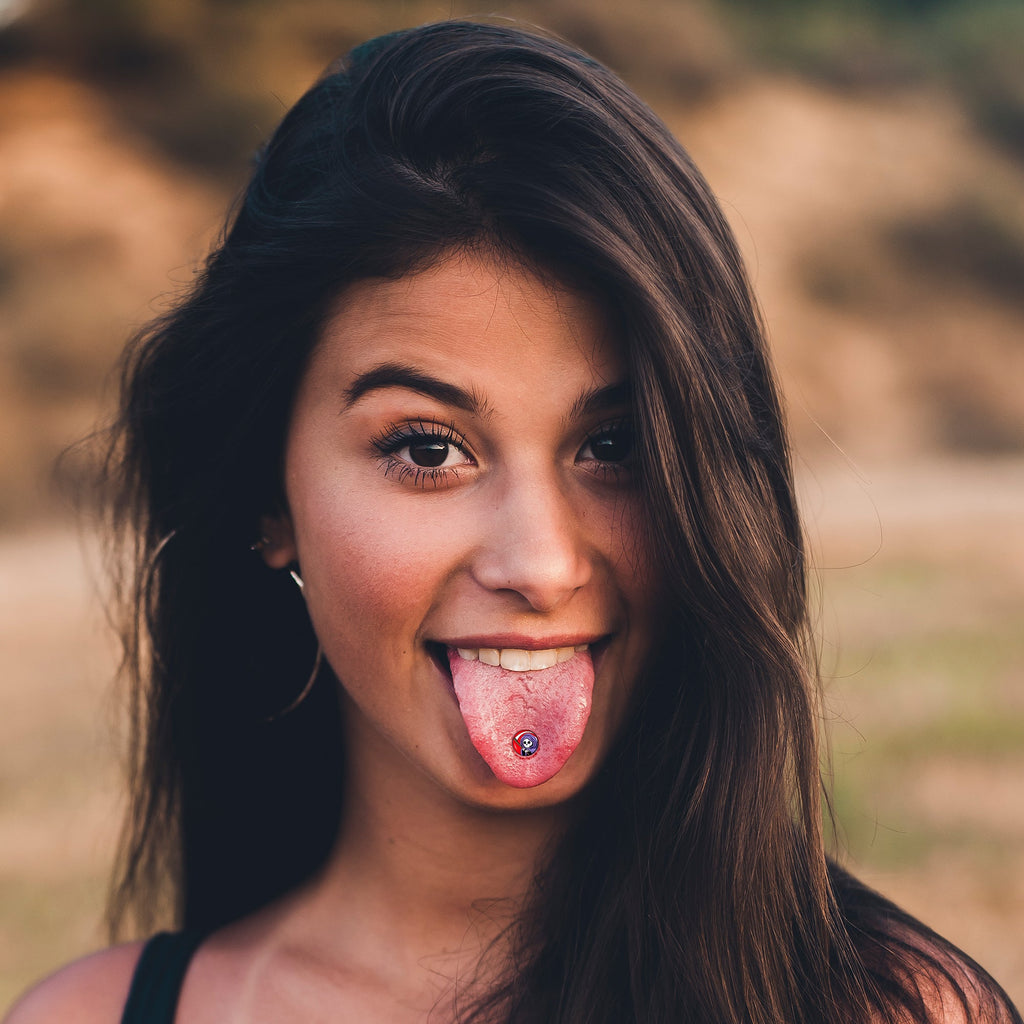 BodyCandy Grim Reaper Barbell Tongue Ring by Onyx O — side view