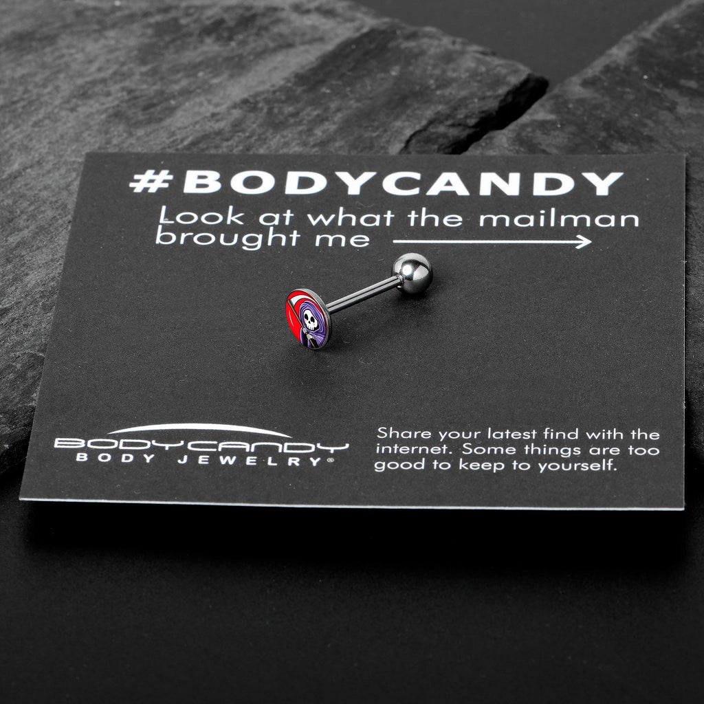 BodyCandy Grim Reaper Barbell Tongue Ring by Onyx O — in-use photo