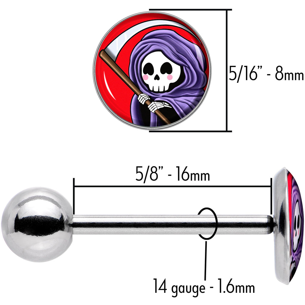 BodyCandy Grim Reaper Barbell Tongue Ring by Onyx O — size reference